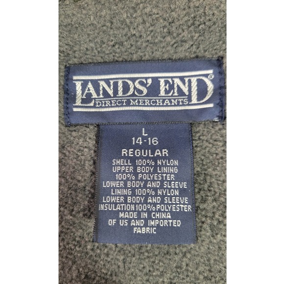 Lands End Women's L (14-16) Olive Green Fleece Lined Hooded Winter Parka Jacket - Picture 8 of 14